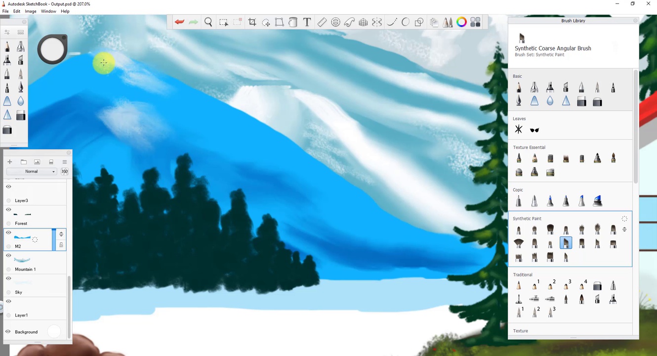 Learn Winter House Digital Painting using Autodesk Sketchbook