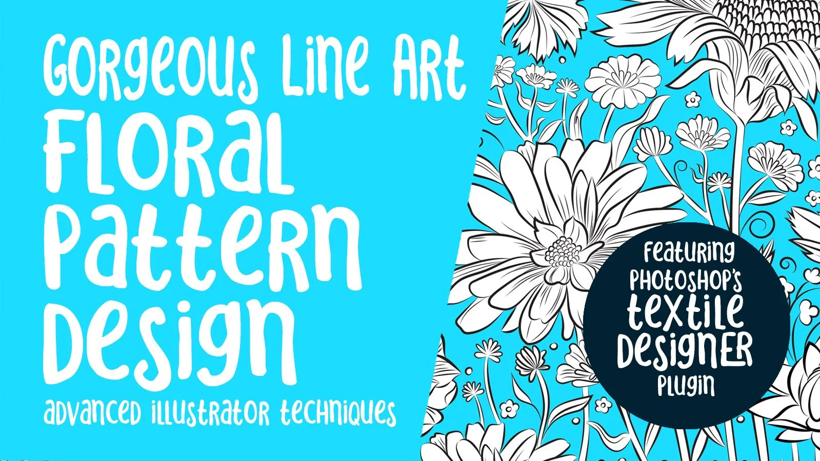 Vector Brush Gorgeous Line Art Floral Repeat Pattern