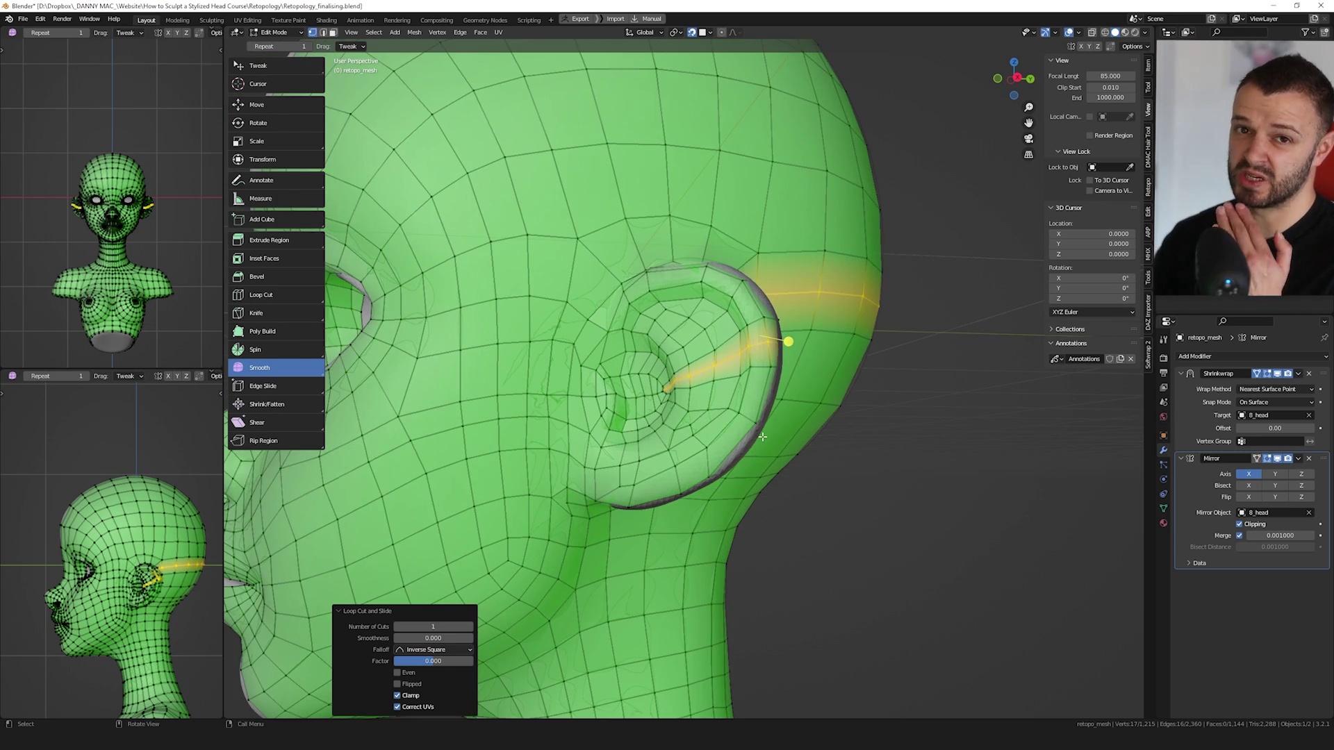How to Sculpt and Retopologize a Stylized Head in Blender by Danny Mac