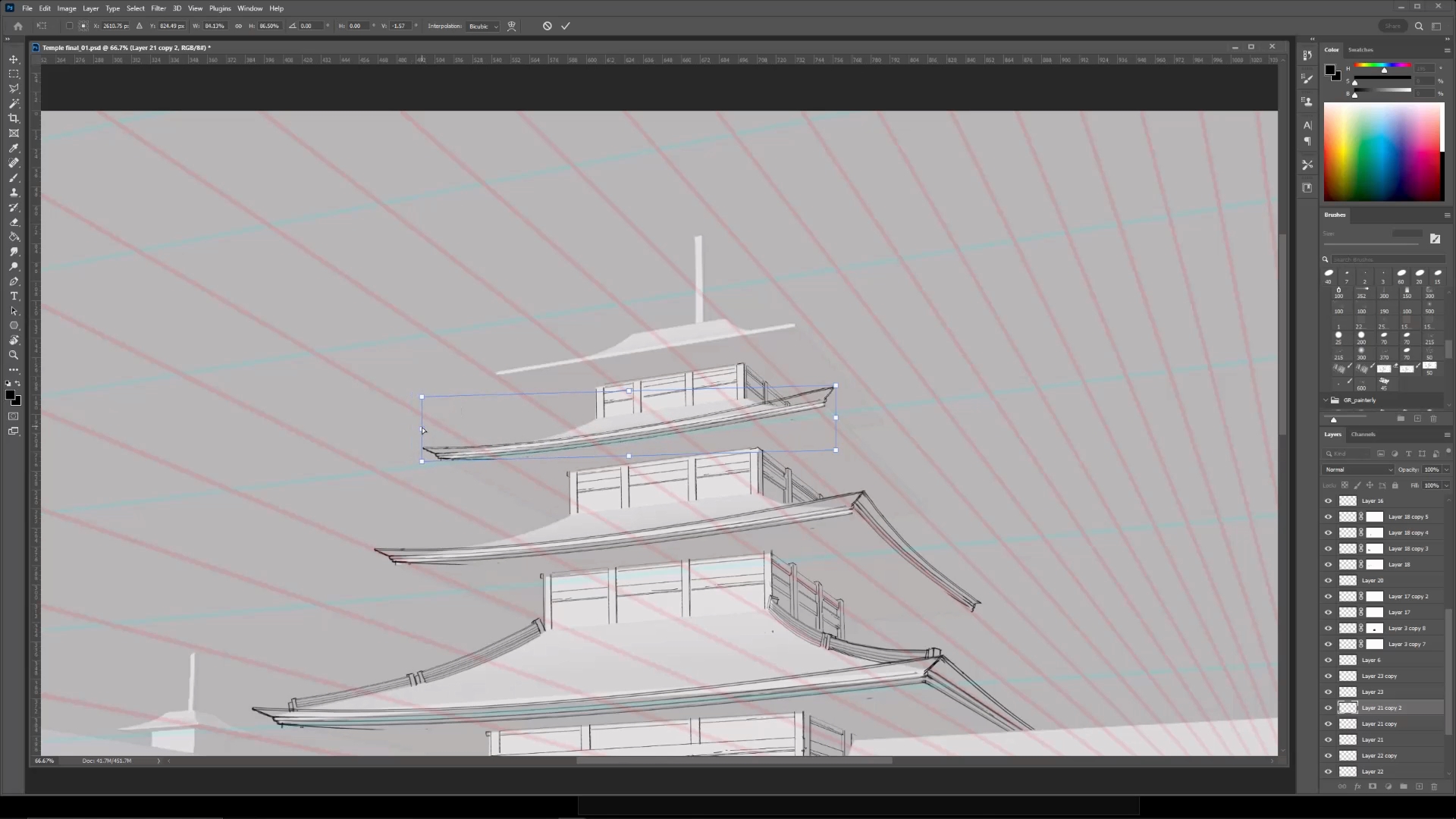 Environment Sketching with 3D Primitives – Japanese Temple