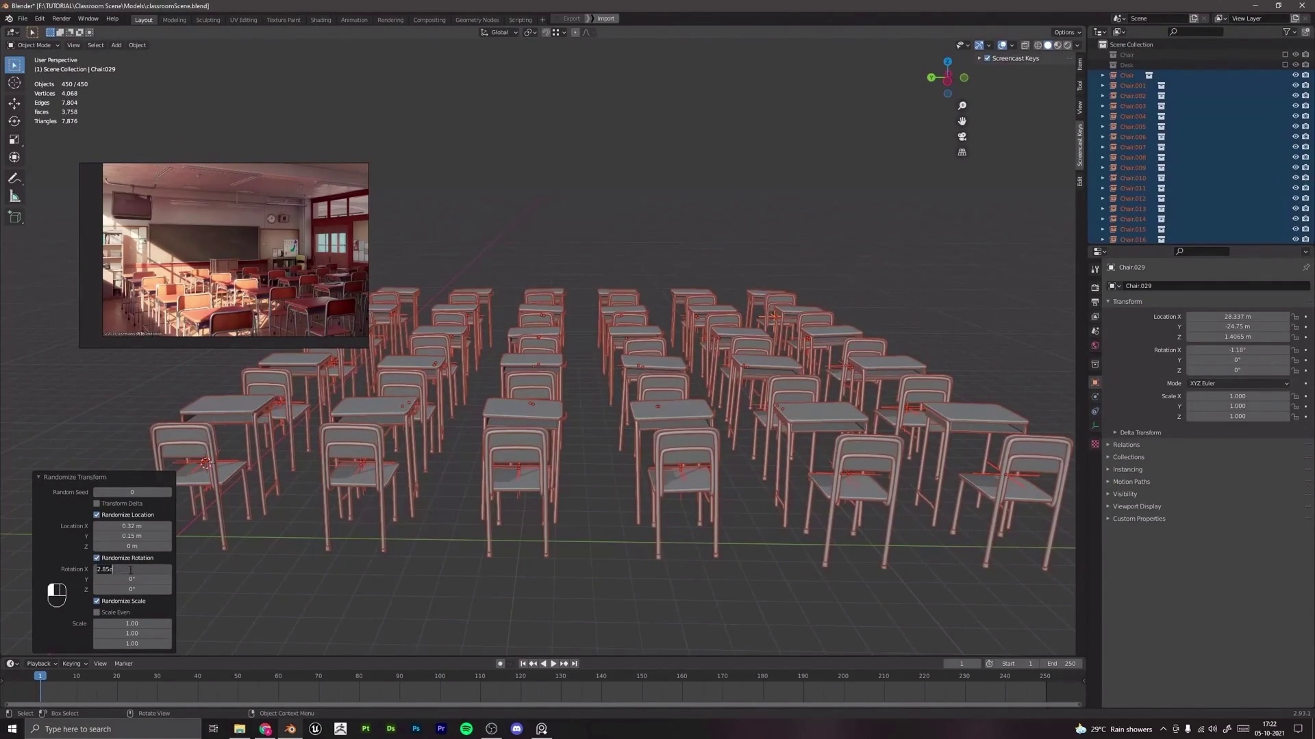 3D Photorealistic Classroom Environment Creation in Blender