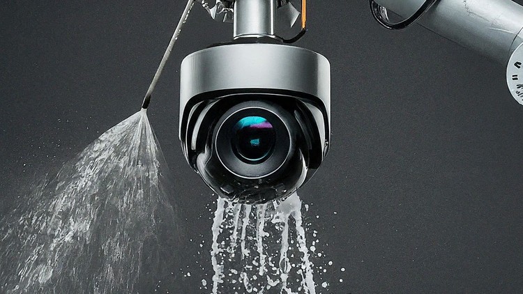 Remote CCTV Camera Washing System