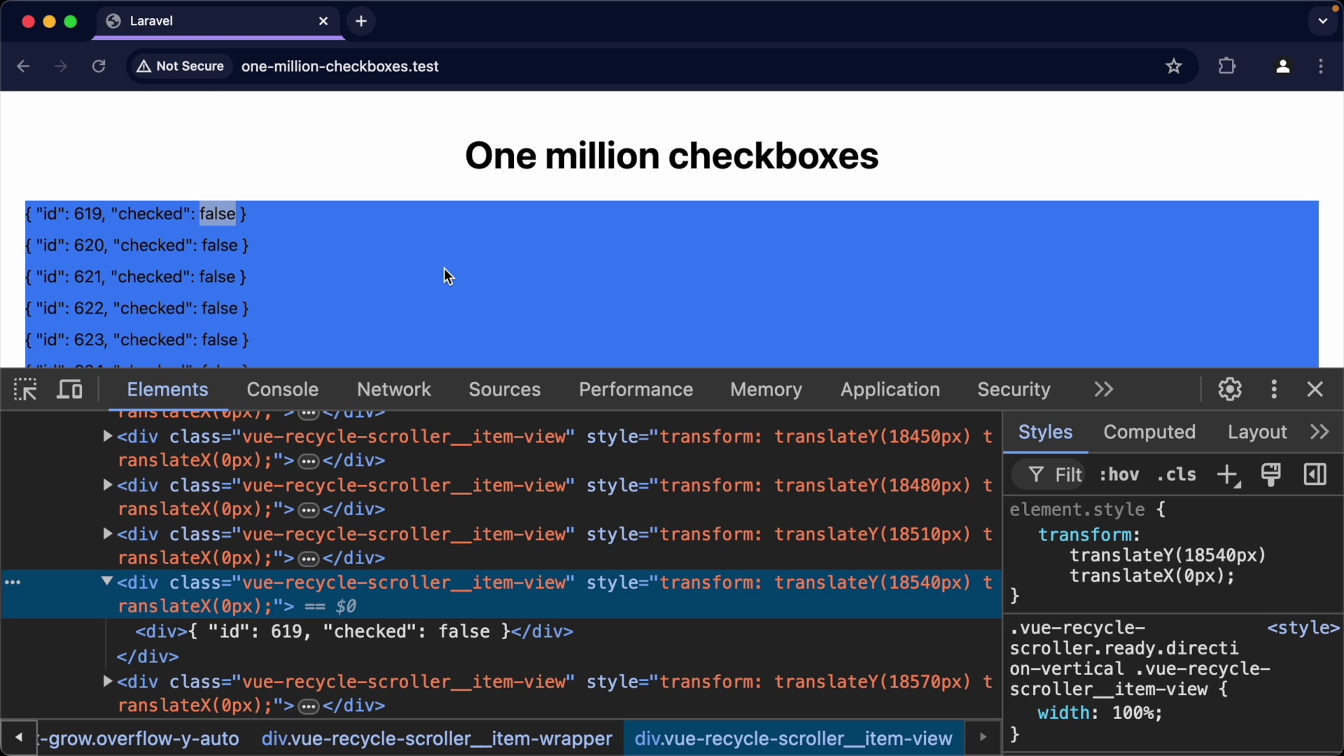 One Million Checkboxes with Laravel