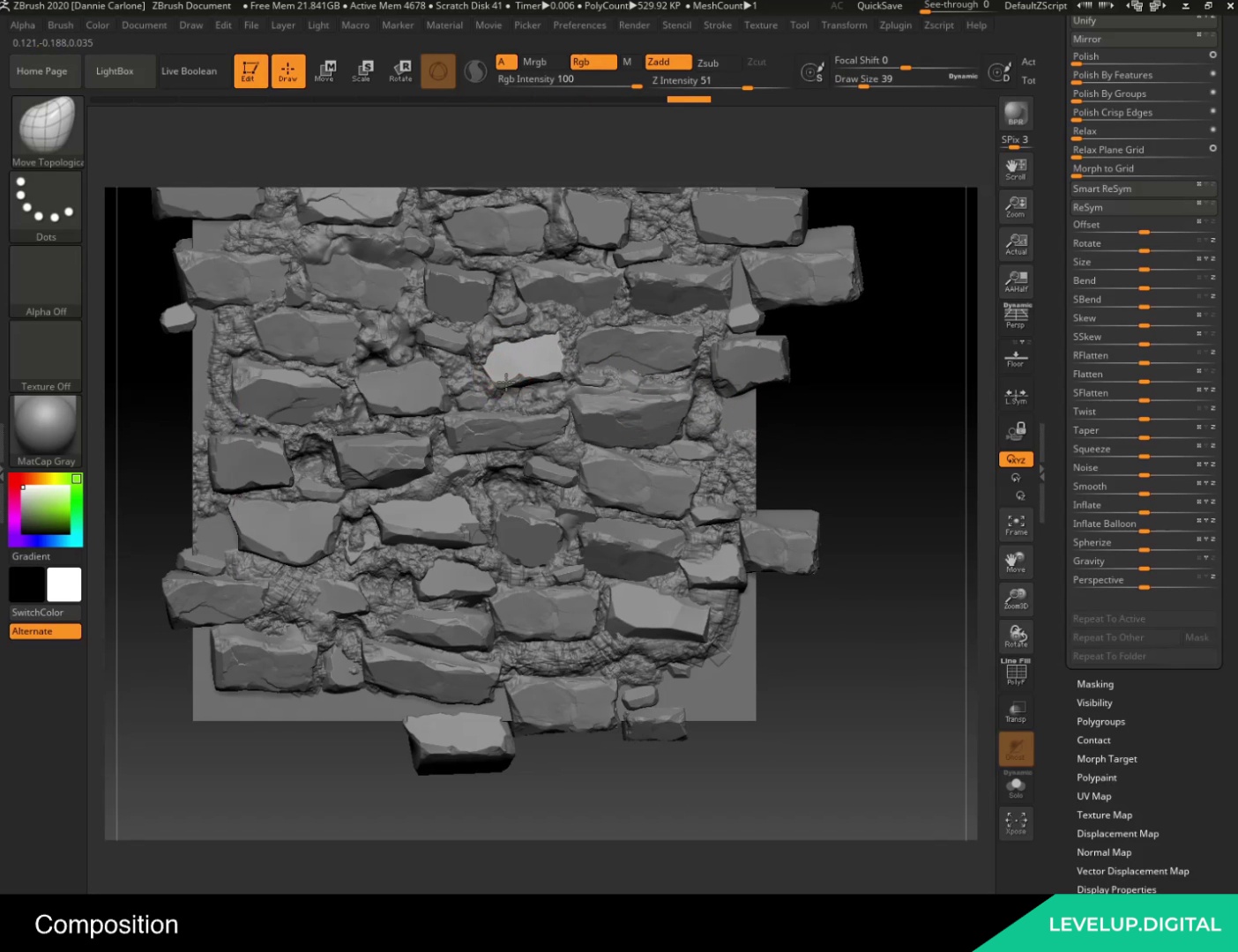 Sculpting a Realistic Stone Wall using ZBrush Substance Designer  Dannie Carlone