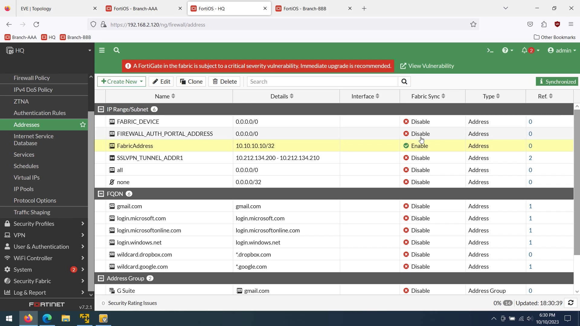 Fortinet NSE7  Enterprise Firewall (NSE7 EFW-7.x)