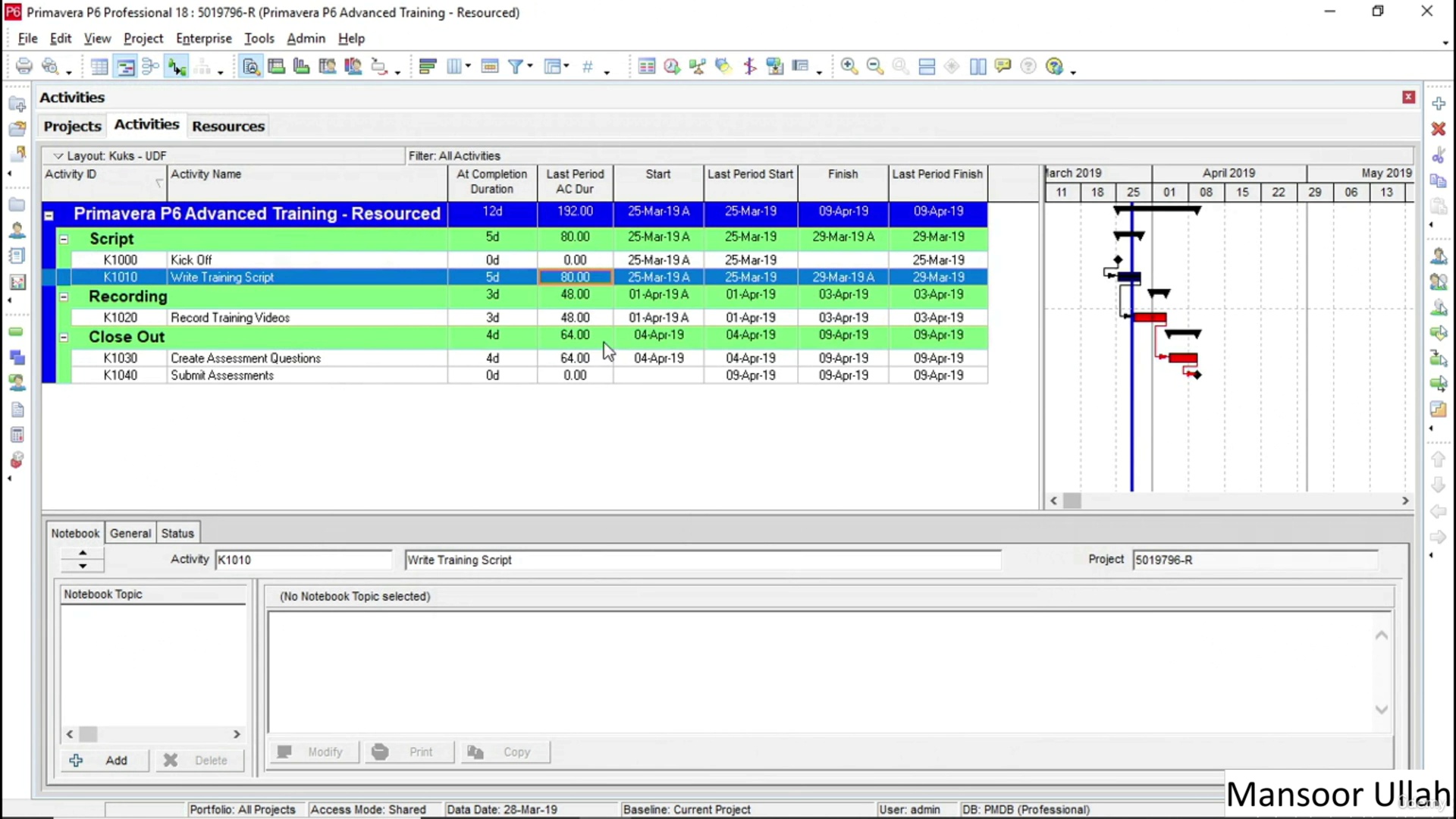 Primavera P6 Advanced Course