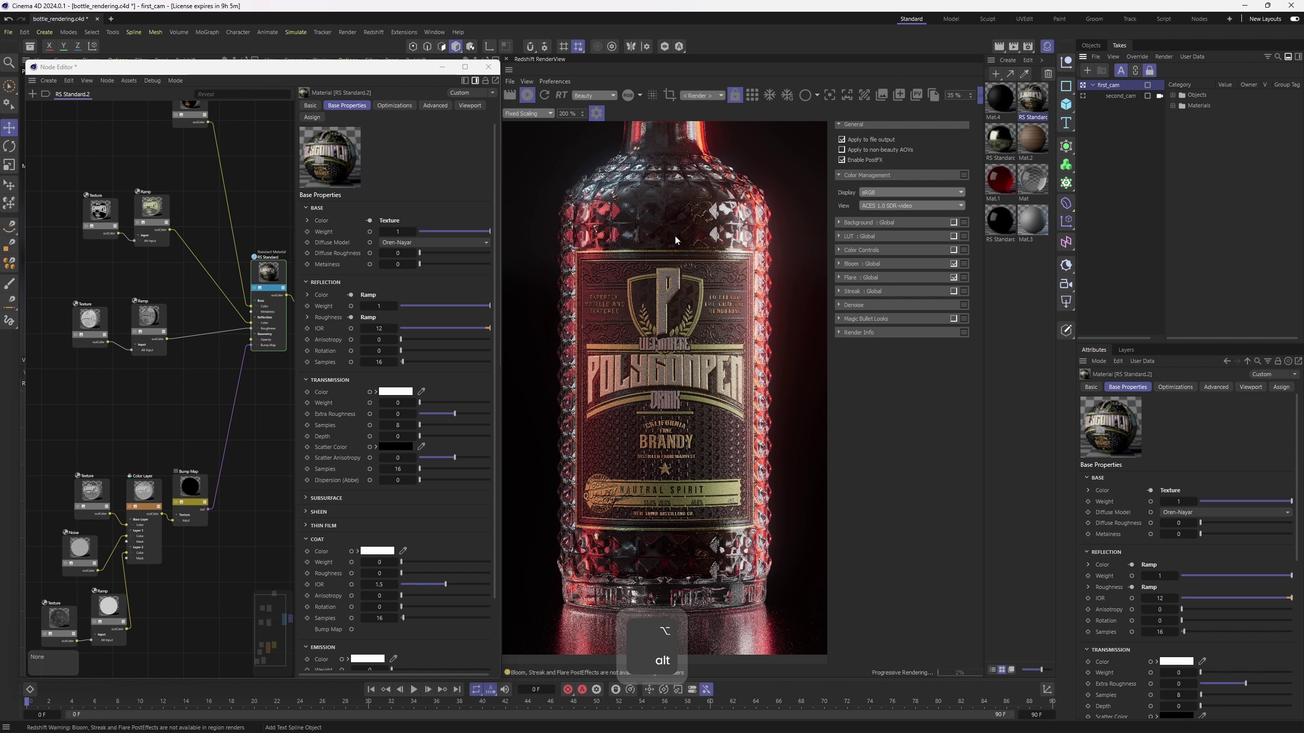 Advanced Bottle Modeling and Rendering in Cinema 4D and Redshift