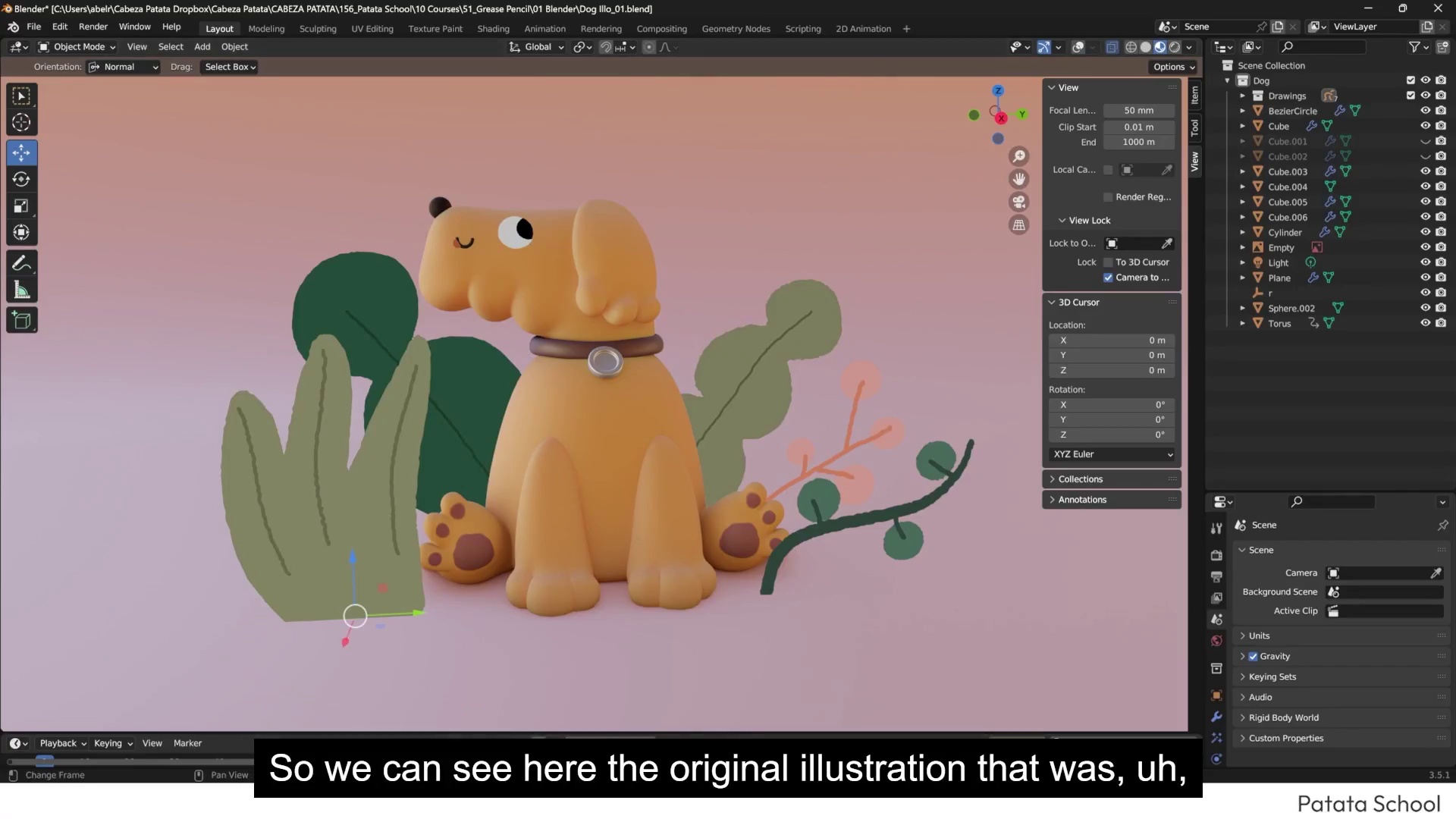 2D to 3D Grease Pencil in Blender