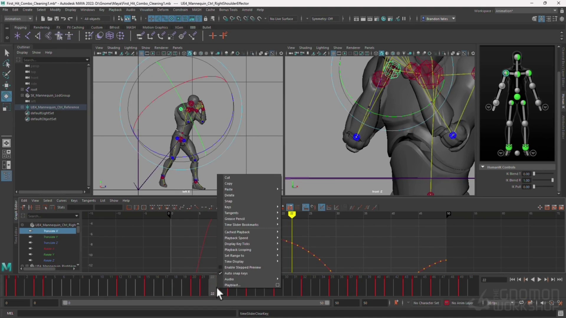 3 hit combo for games in maya