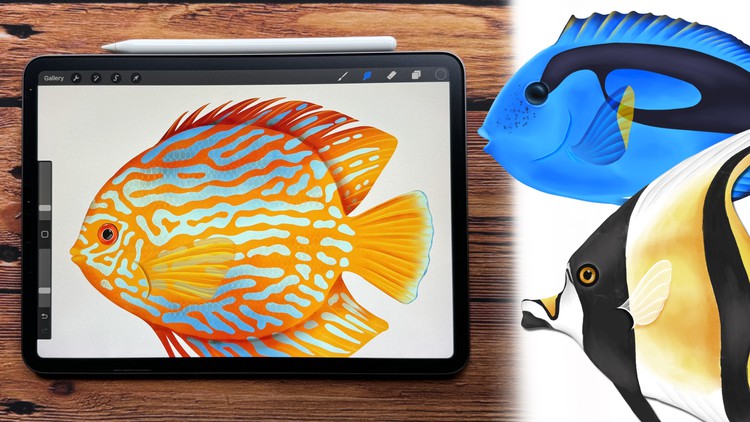 Procreate – Illustrate Tropical Fishes & Scale Pattern Brush