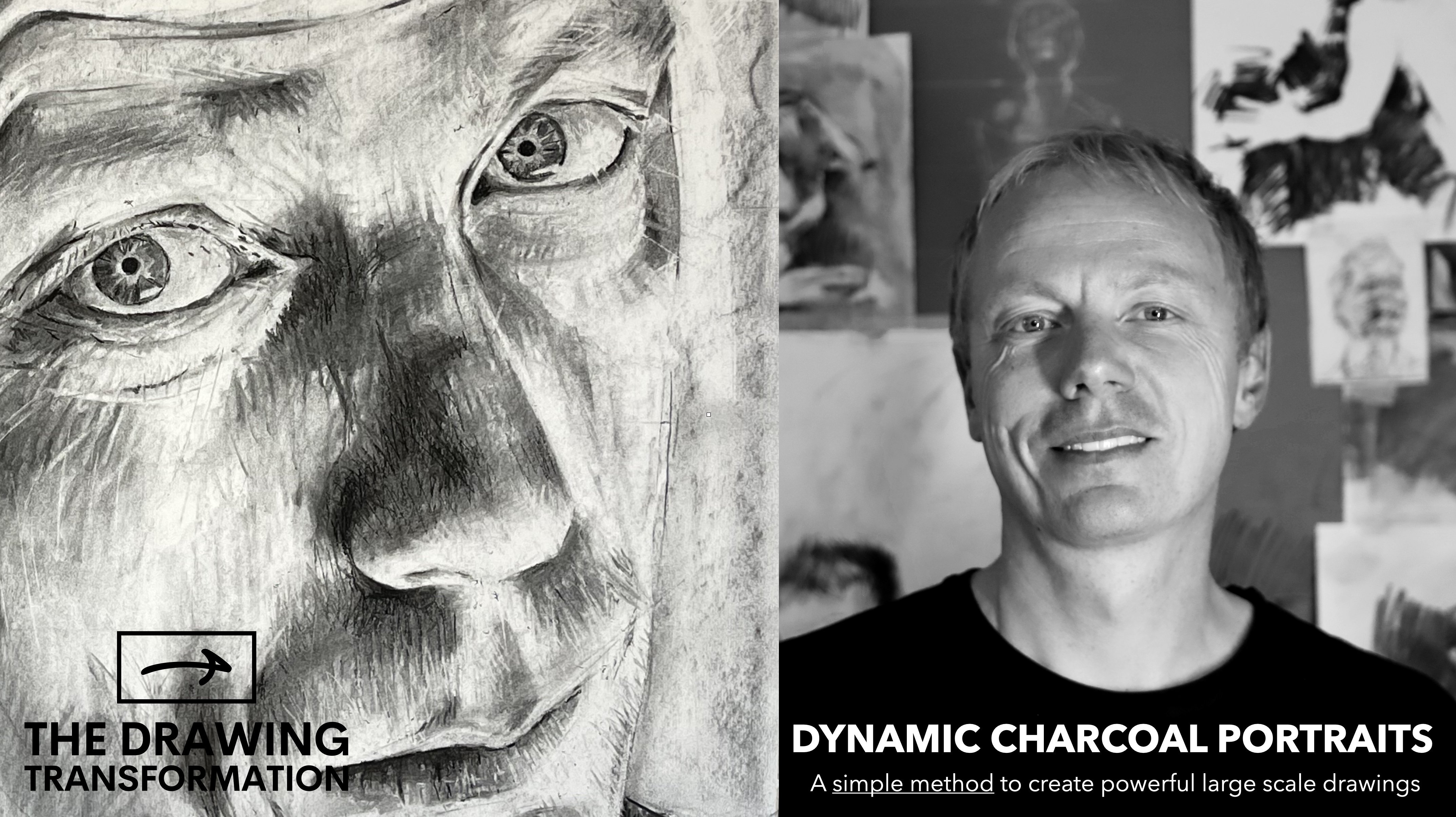 Dynamic charcoal portraiture: The simple method to create powerful large scale drawings.