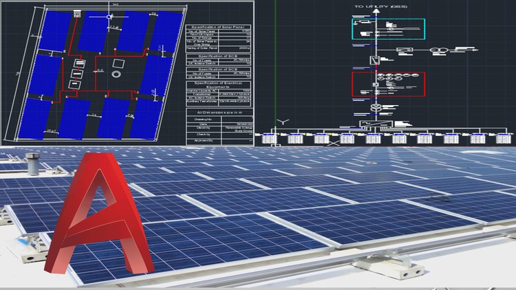 Design of Solar Plant Circuit Diagram & Site Plan in AutoCAD