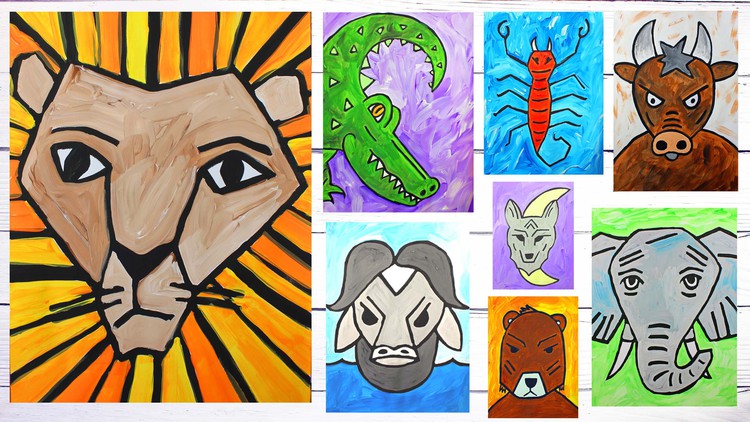 Art for Beginners: Draw & Acrylic Paint 8 Fearless Animals