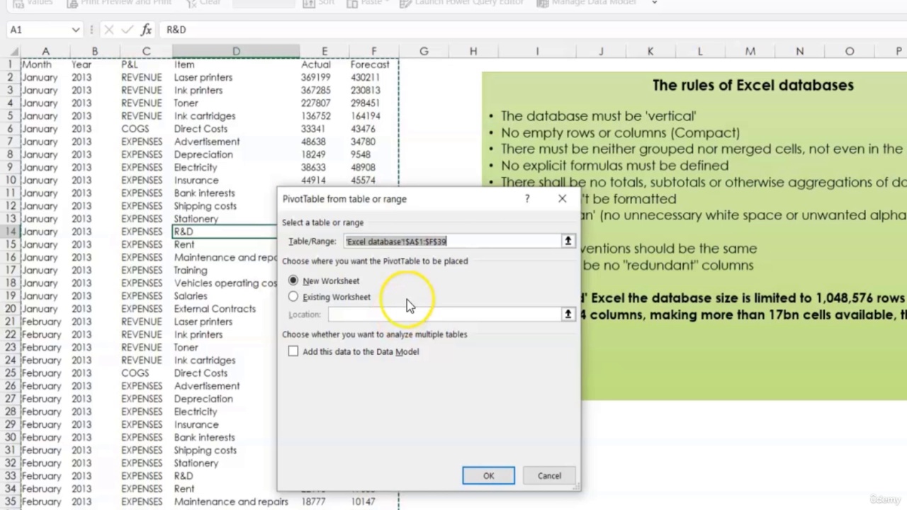 Working with Excel Pivot Tables