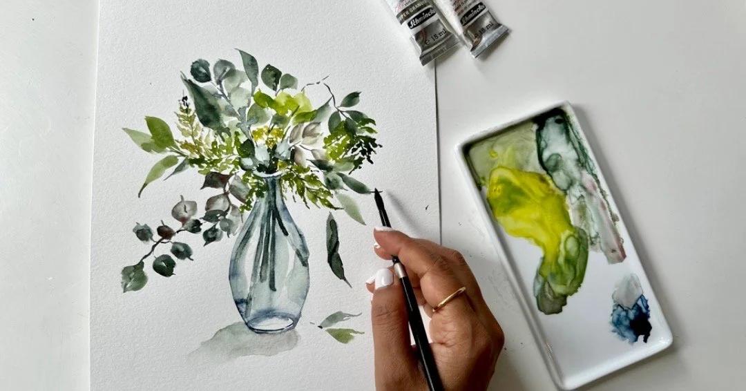 rol: Paint Five Types of Leaves in a Glass Mastering Watercolor Brush ContJar